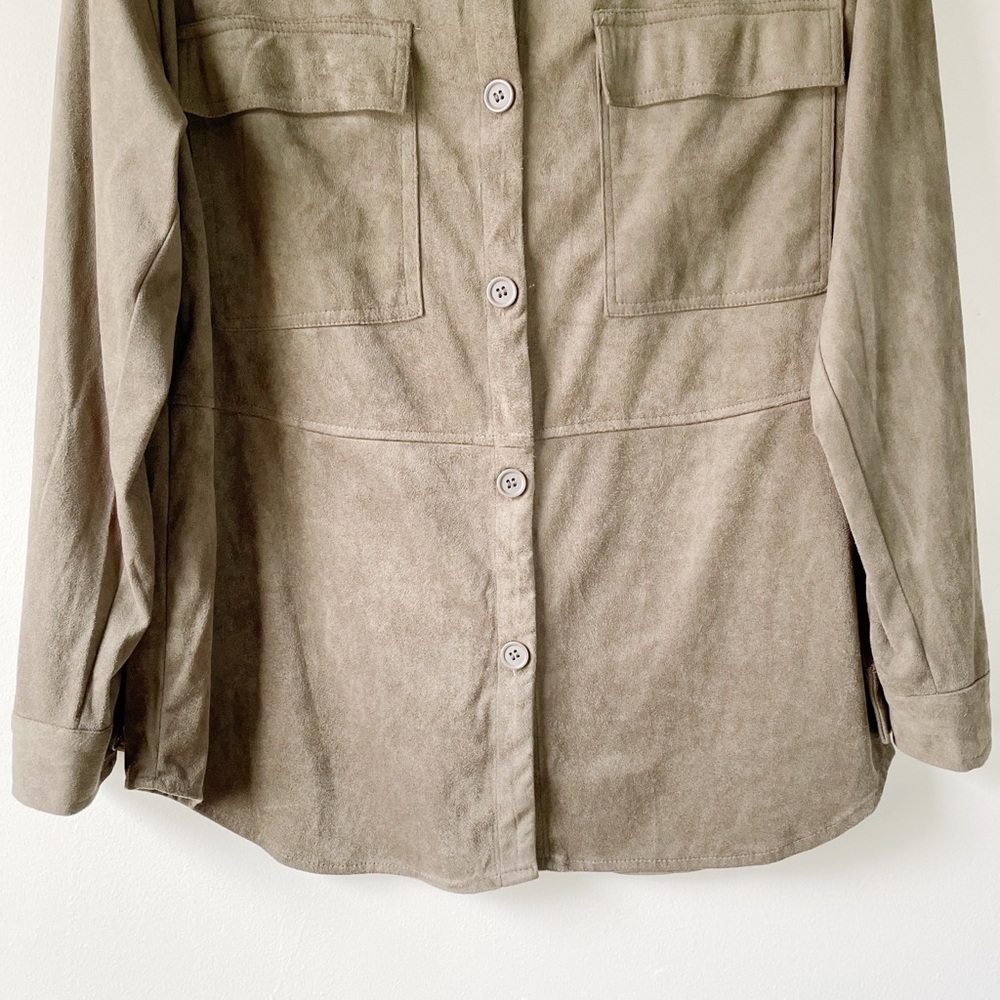 Essential Olive Shacket Oversized Button Down Shi… - image 3